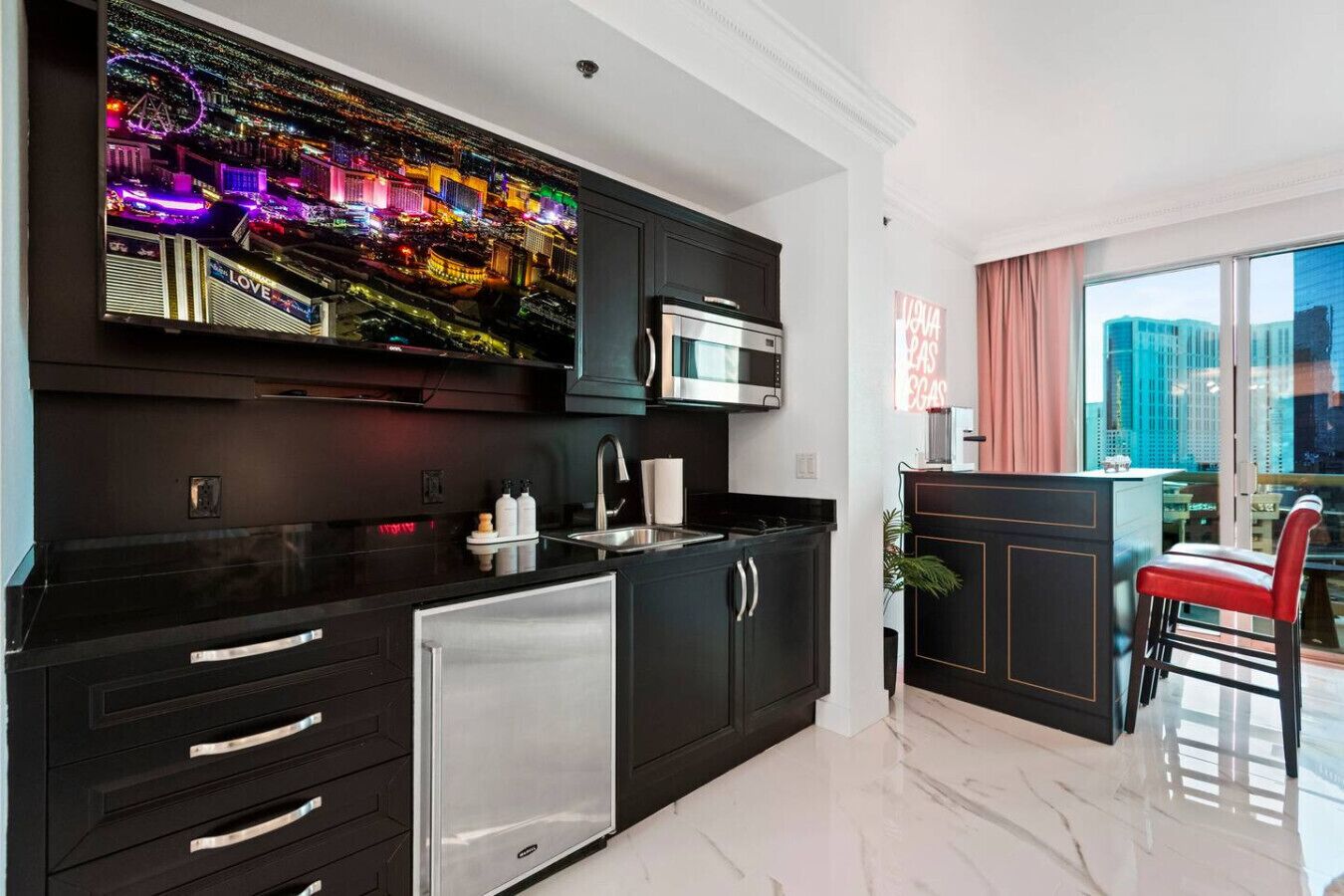 Microwave, stovetop, coffee/tea maker, toaster