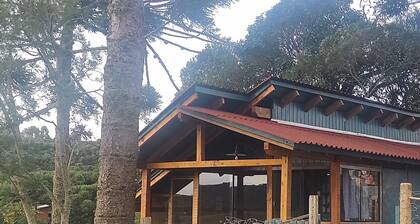Na'raucária, a cabin with a bathroom, a rural backyard within the city.