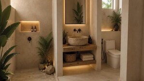 Shower, hair dryer, towels, soap - Boutique Studio | King Bed & Pool | Unit 1 | Aluna (Savaneta)