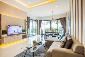 Villa, 3 Schlafzimmer, eigener Pool | Wohnzimmer