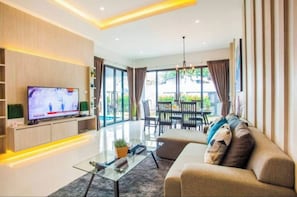 Villa, 3 Schlafzimmer, eigener Pool | Wohnzimmer