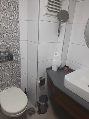 Sèche-cheveux, chaussons, serviettes fournies, savon