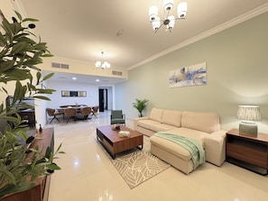 Living area - Luxury 3BR  Sea & Skyline View  Noor Mosque view (Sharjah)