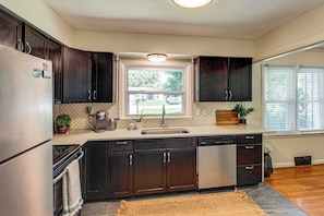 Coffee/tea maker, fridge, microwave, stovetop - Loveland Retreat w/ Hot Tub Near Downtown + Trail (Loveland)