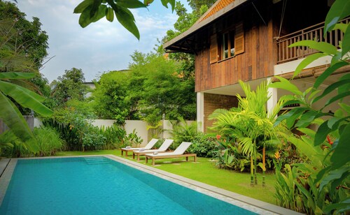 Beautiful Khmer house with pool at the edge of the Angkor conservation zone