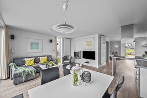 TV, fireplace, stereo - Spacious Apartment with exceptional Sea View and Wellness Area! (Wendtorf)