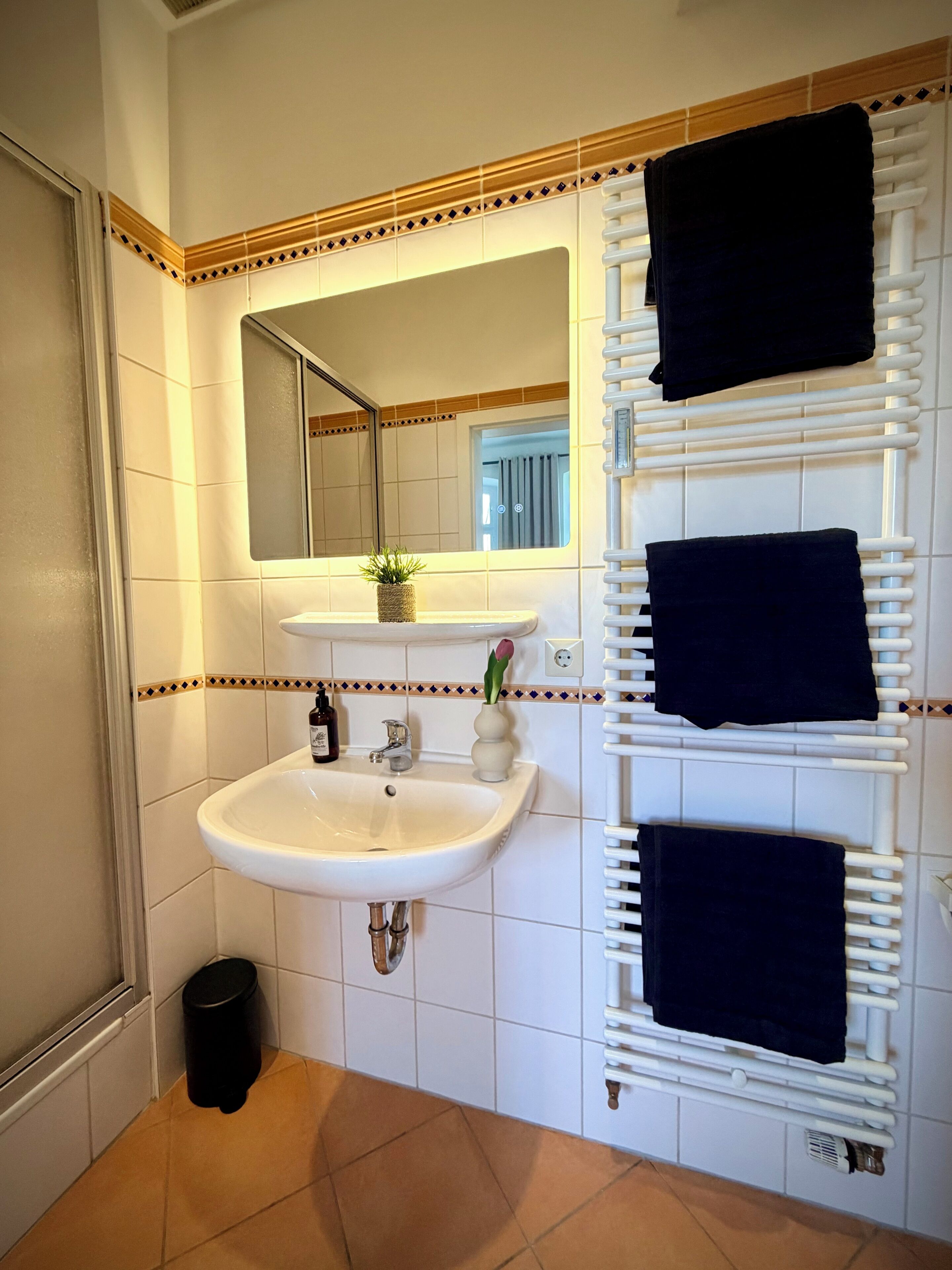 Haartrockner, Handtücher, Seife, Toilettenpapier