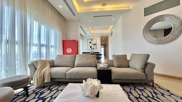 Luxury Penthouse, City View | Living area