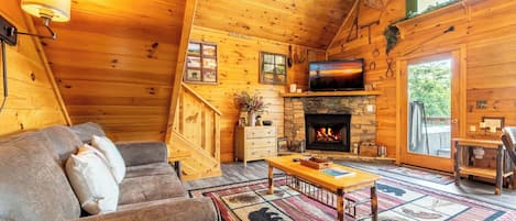 Smart TV, fireplace, DVD player