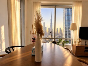 Apartment, 1 Bedroom, Accessible, Balcony | Dining room - Luxury Downtown Skyline Suite Burj Khalifa View (Dubai)