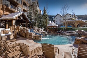 Outdoor pool, a heated pool - Steps to Gondola! Lux 2Bedroom/3Bath Condo in the Heart of River Run Village! (Dillon)
