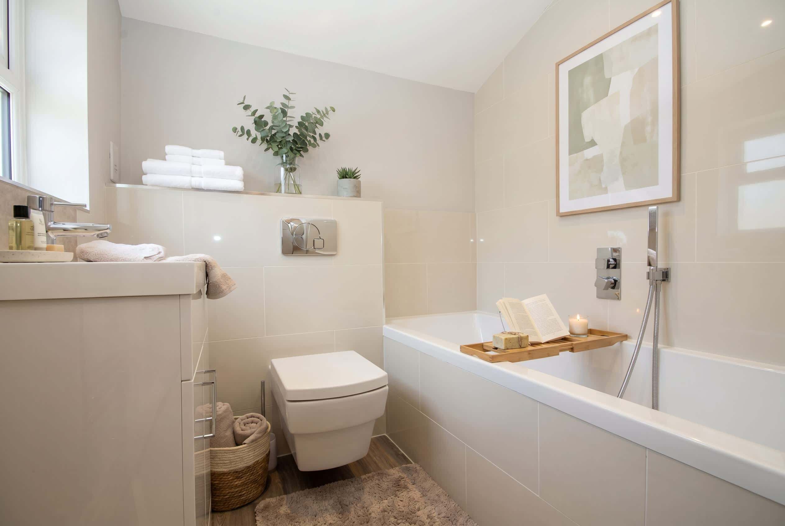 Shower, hair dryer, towels, shampoo