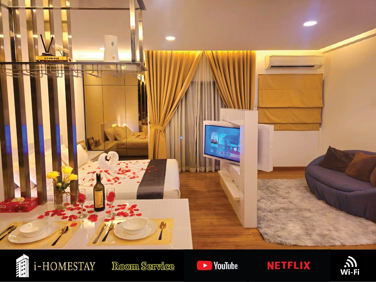 Luxury Condo, 1 Queen Bed, Balcony, City View | Desk, iron/ironing board, free WiFi