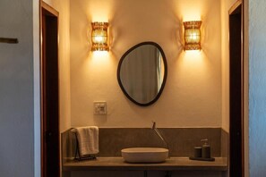 Chalet, Balcony, Pool View | Bathroom | Shower, hair dryer, towels, soap