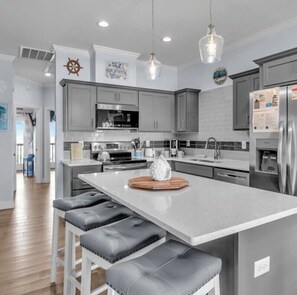 Coffee/tea maker, fridge, microwave, oven - A Wave From It All/4 bed 3 bath Pool Oceanfront (north Topsail Beach)