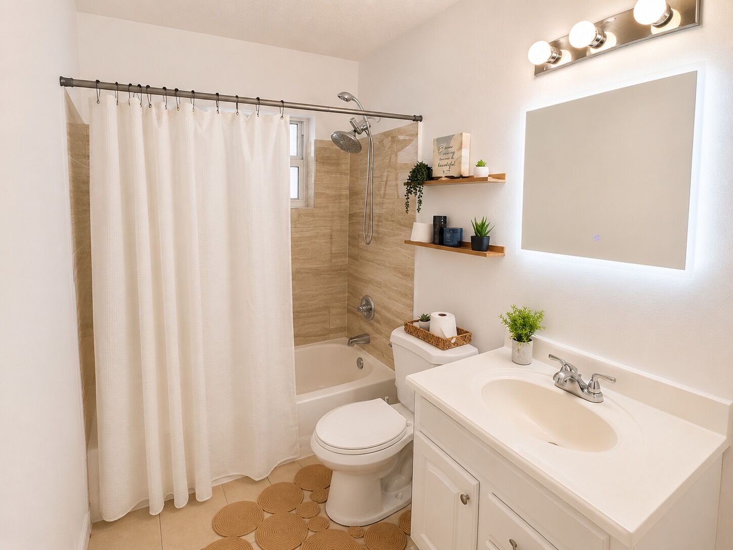 Serviettes fournies, savon, papier toilette