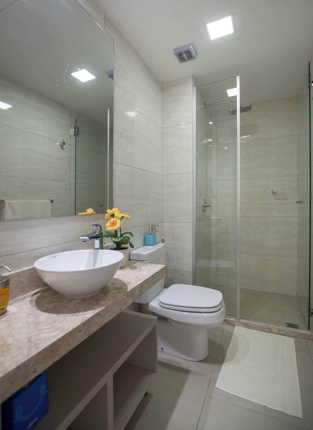 Apartemen, balkon, pemandangan kota | Kamar mandi