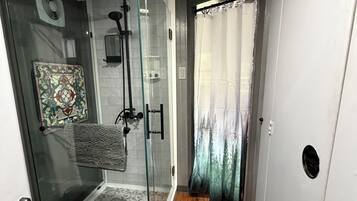 Hair dryer, towels, toilet paper