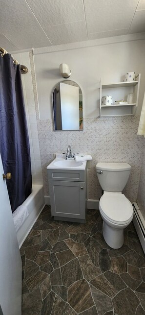 Shower, hair dryer, towels, soap - Sage Motel (Greybull)