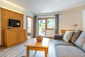 TV, books - Exclusive adults-only two-room apartment with a large sun terrace (Riezlern)