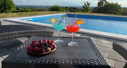 Home with pool and terrace in Moslavina amid vineyards and Lonjsko Polje.