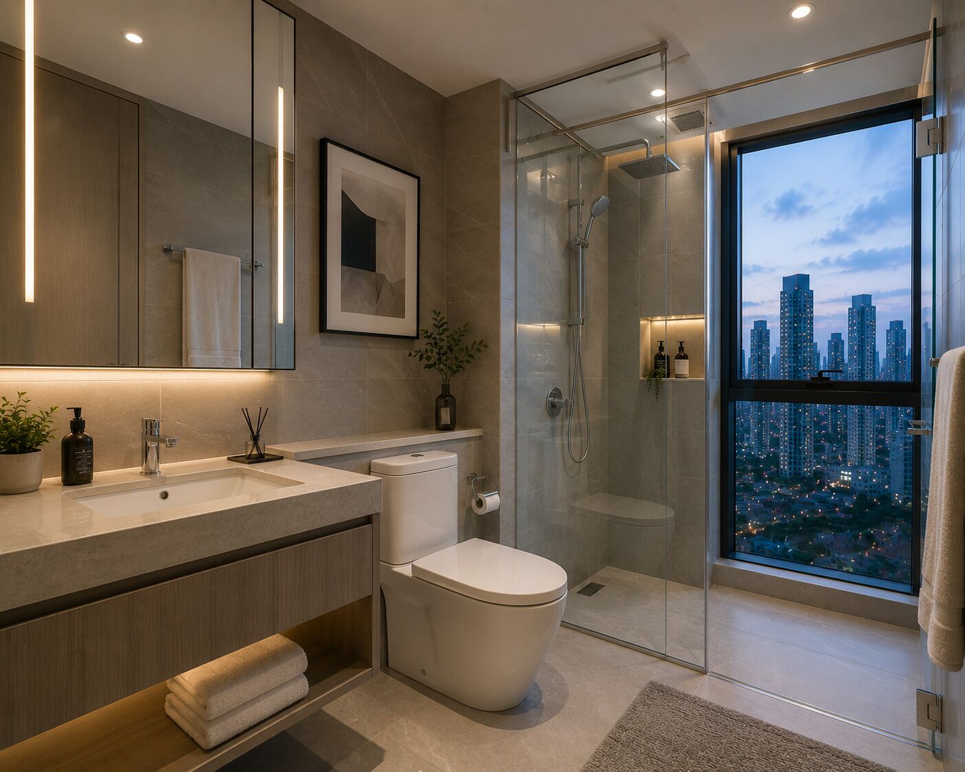 Apartment, Stadtblick | Badezimmer