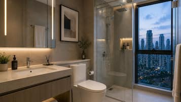 Apartment, Stadtblick | Badezimmer