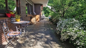 Outdoor dining - Vacation rental with stunning view, private terrace, and access to the garden (Weißenohe)