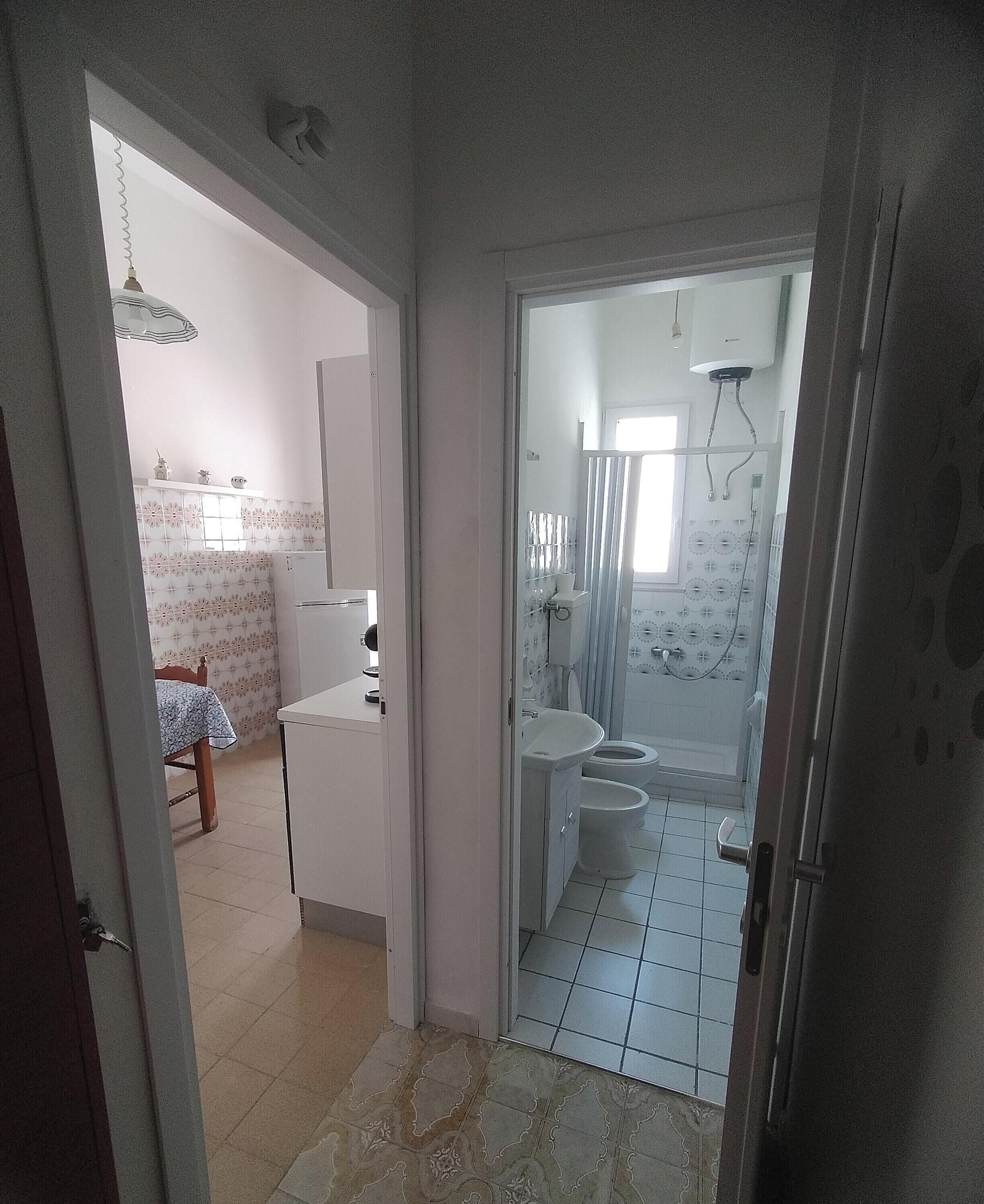 Hair dryer, bidet, towels, soap