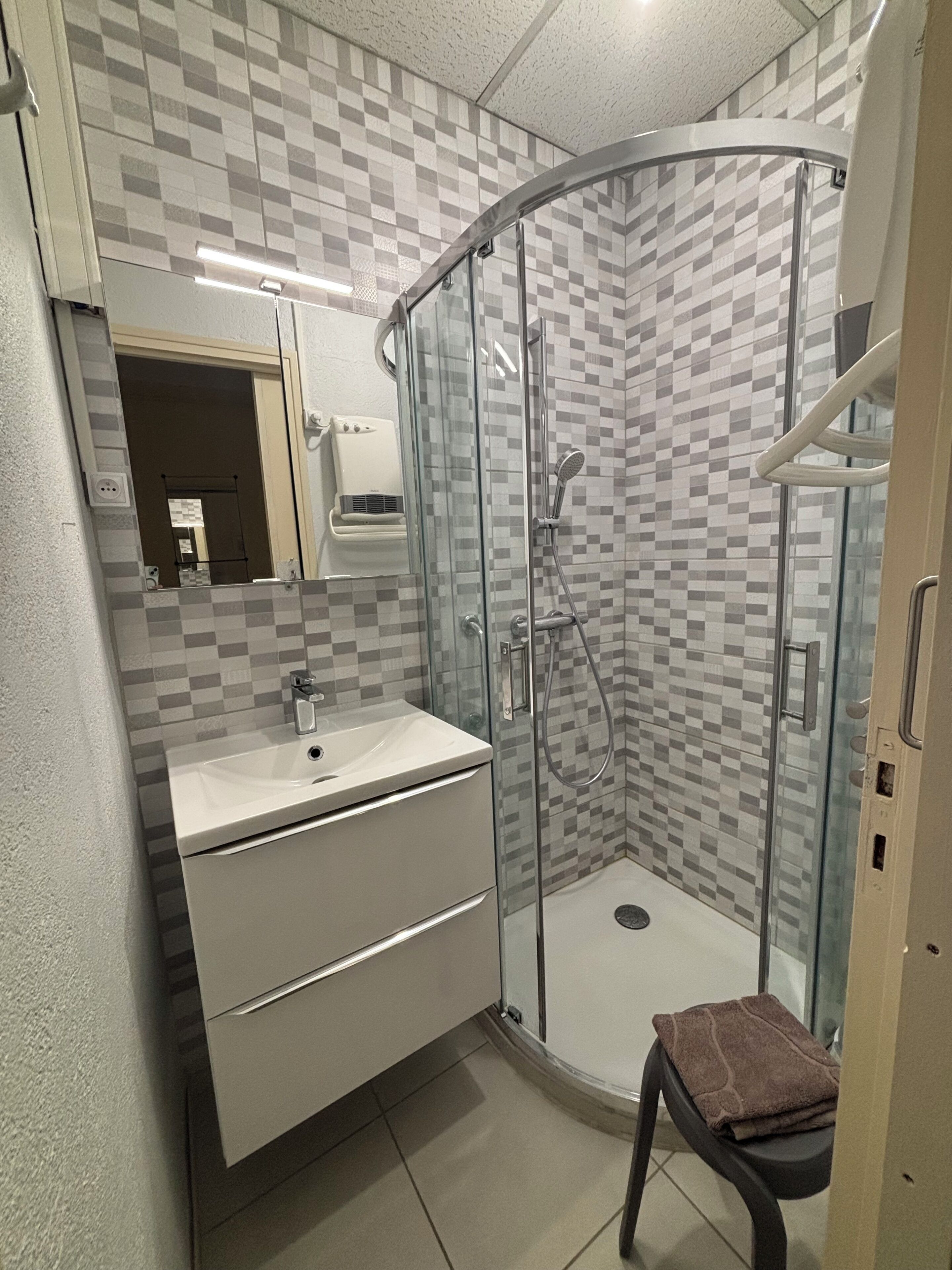Shower, soap, toilet paper