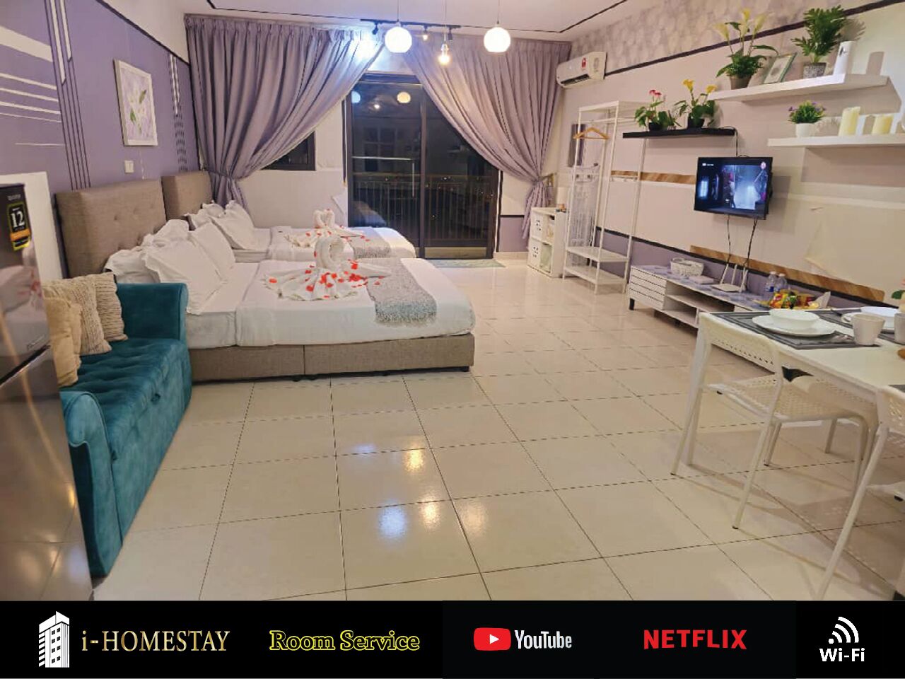 Apartamento Deluxe, 2 camas de matrimonio, no fumadores, vistas a la piscina | Tabla de planchar con plancha, wifi gratis, ropa de cama