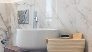Shower, free toiletries, hair dryer, slippers