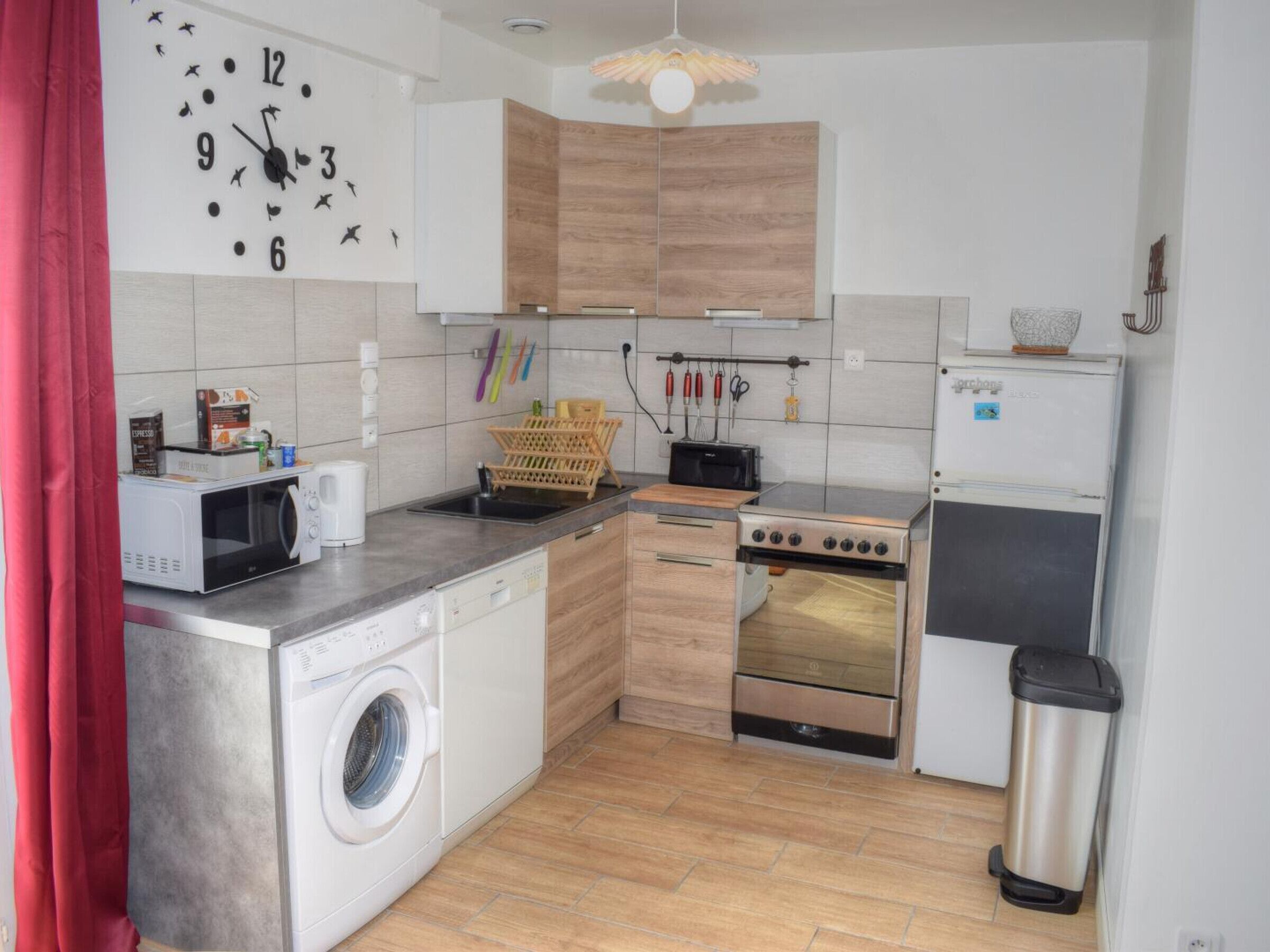Fridge, microwave, dishwasher