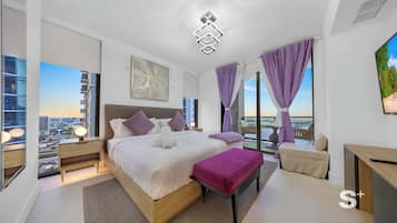 Apartamento, balcón, vistas a la ciudad | Sábanas de algodón egipcio y ropa de cama de alta calidad