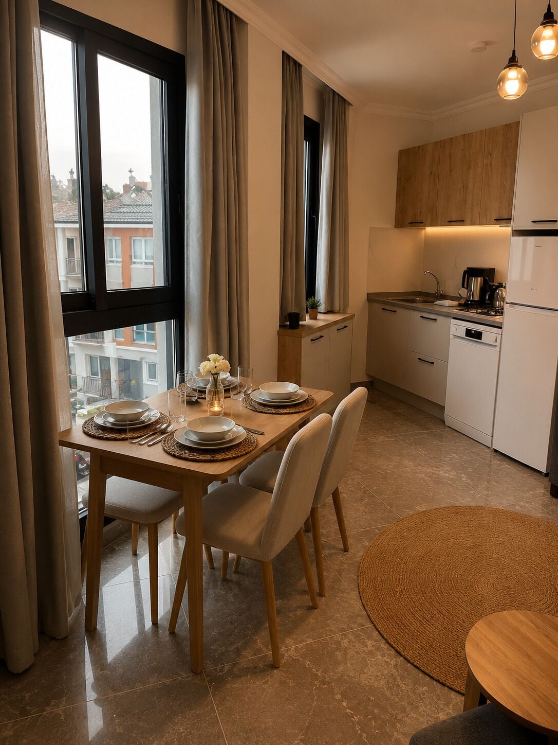 Comfort Condo, Balcony | Private kitchen | Full-sized fridge, stovetop, dishwasher, coffee/tea maker