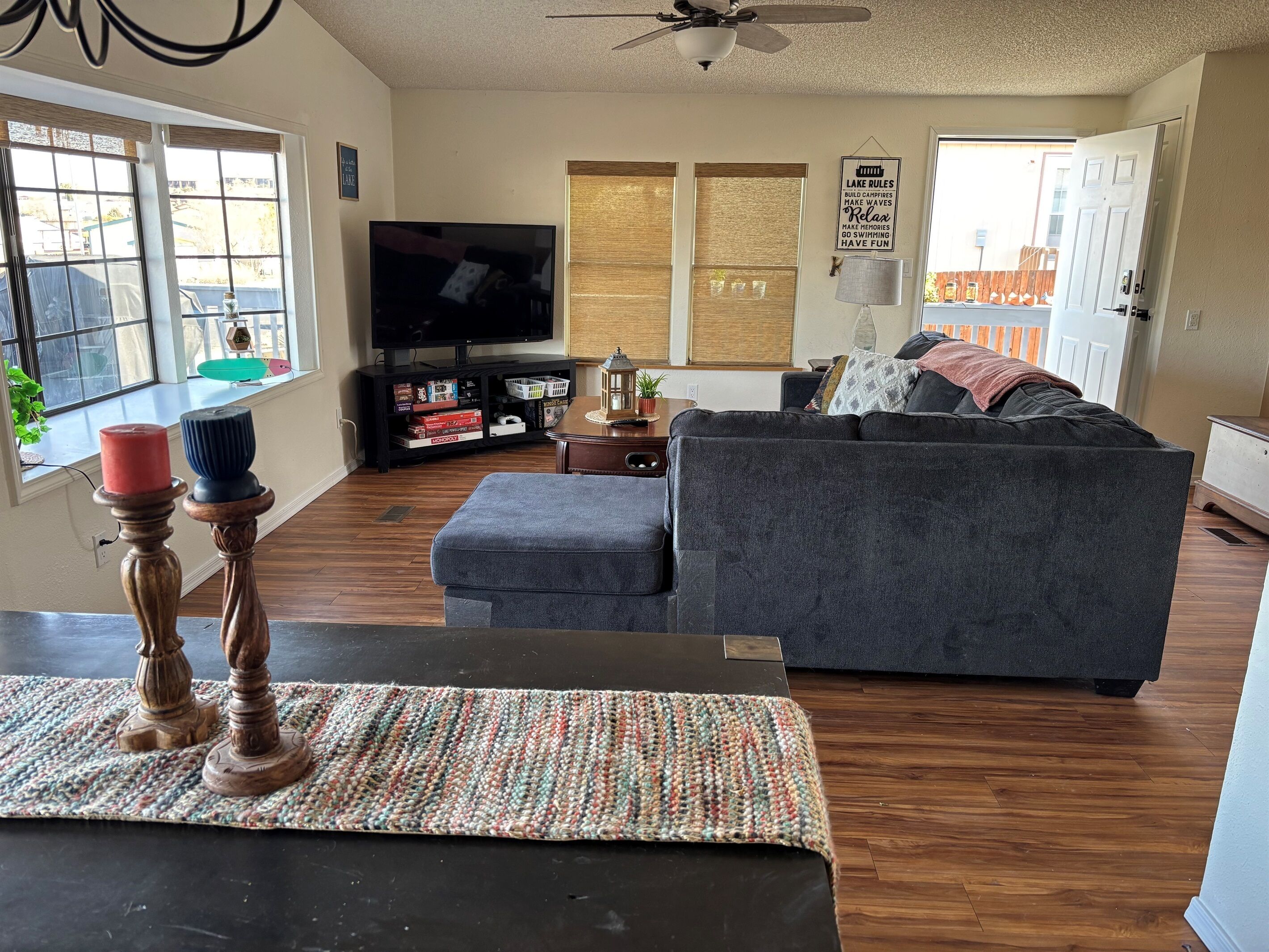 Smart TV, foosball, books