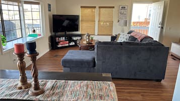 Smart TV, foosball, books