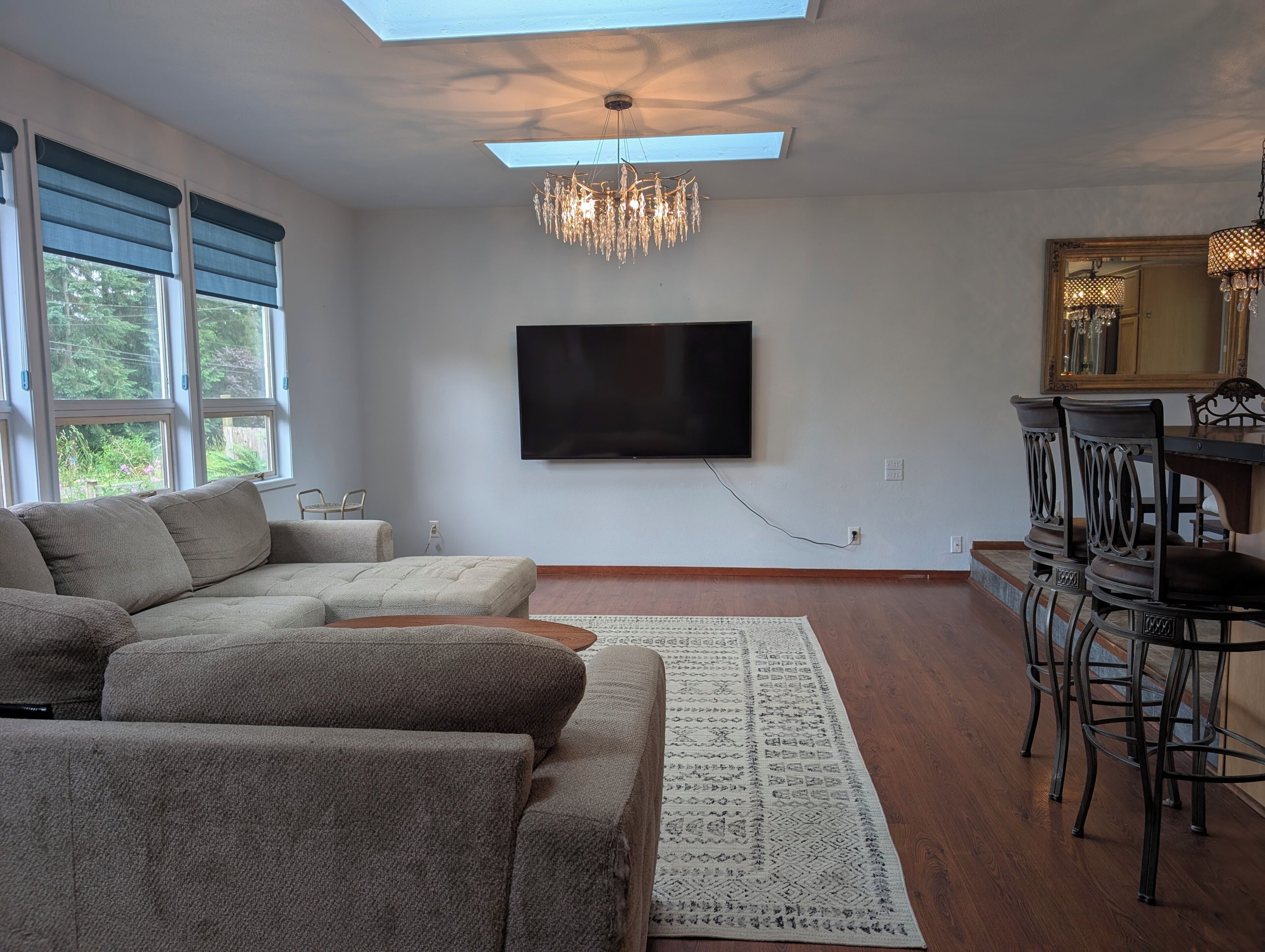 Smart TV, fireplace, video games, books