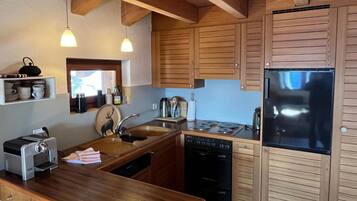 Fridge, dishwasher, cookware/dishes/utensils