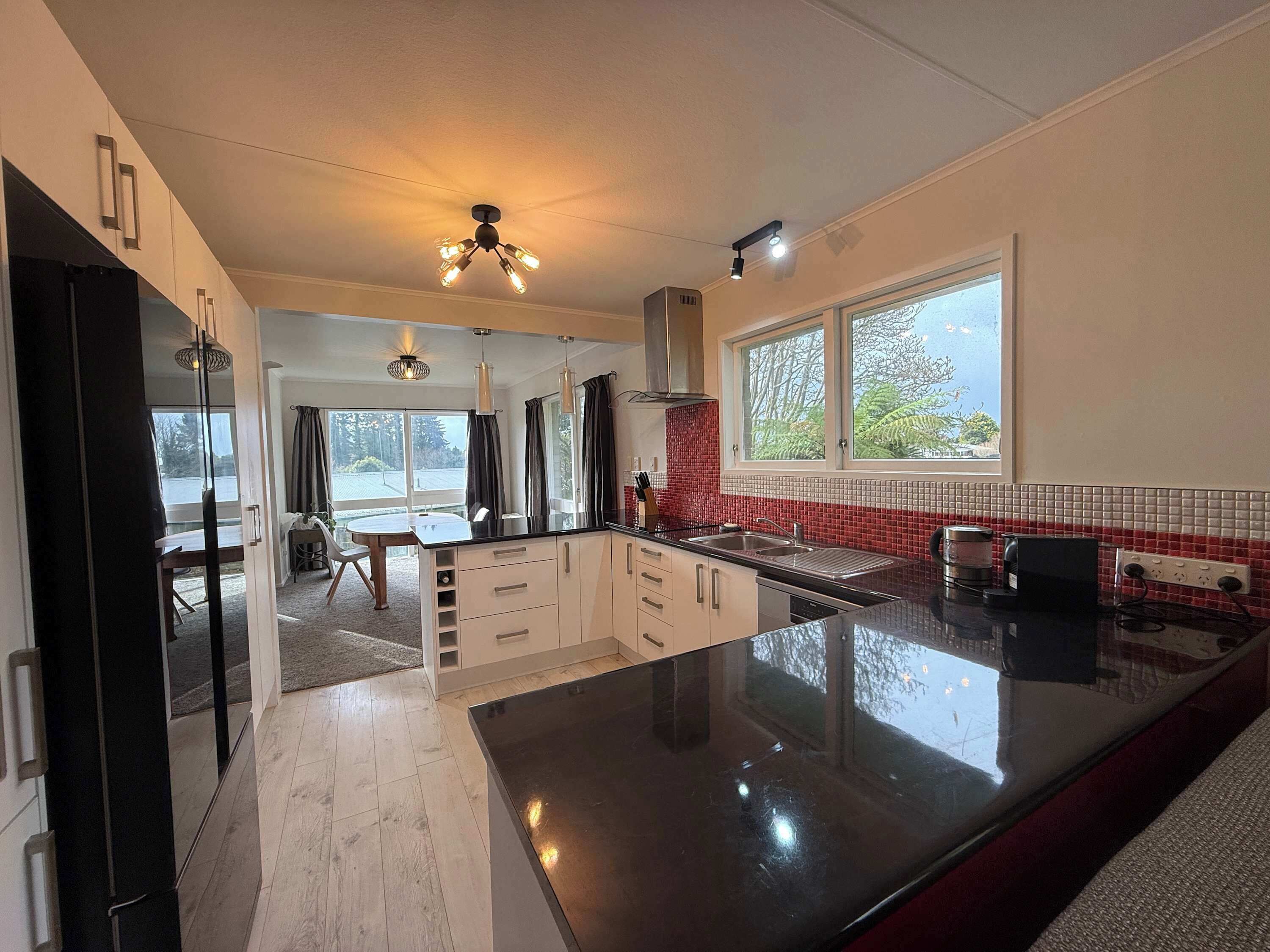 Kitchen island and dining area