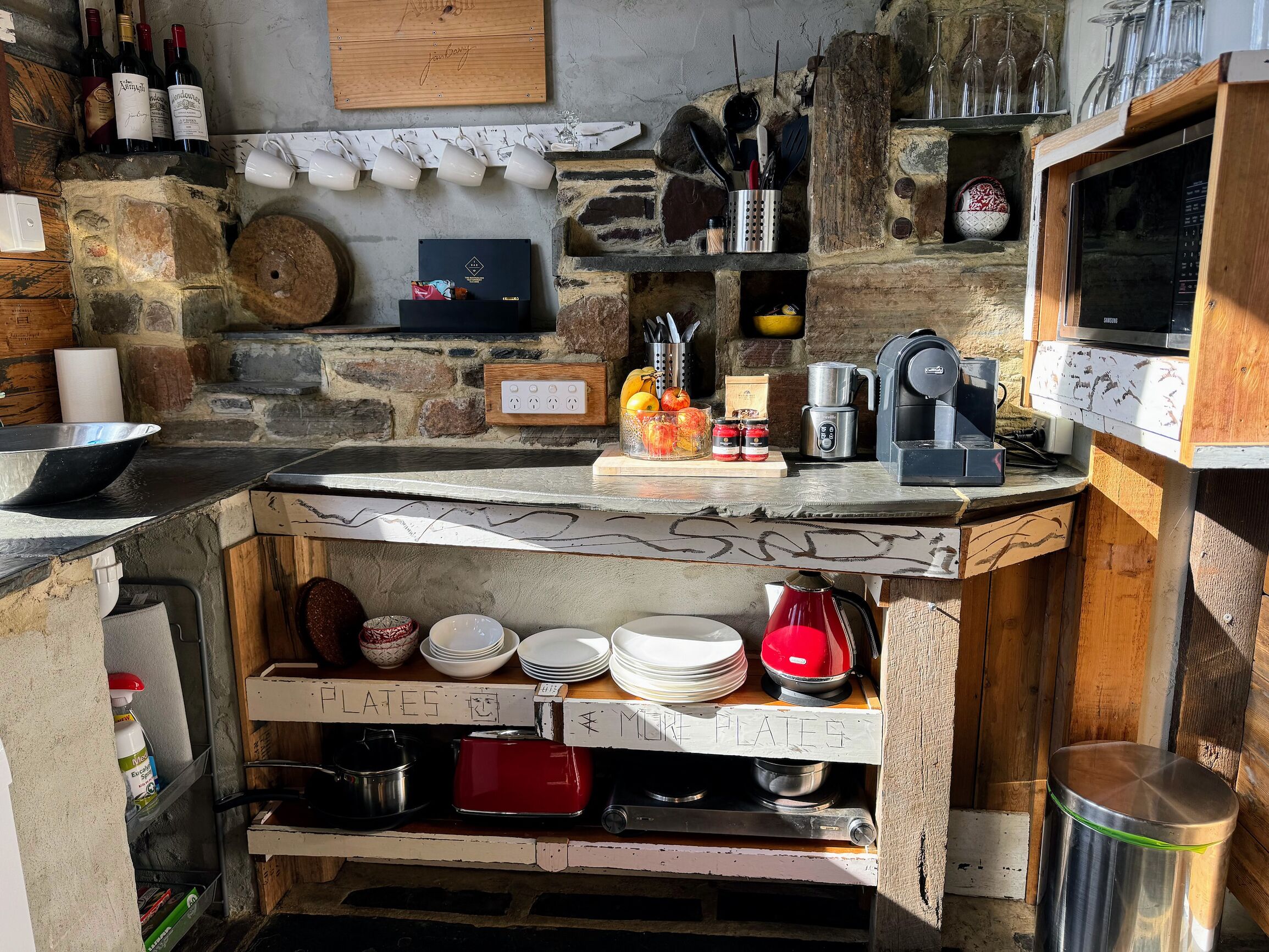 Microwave, dishwasher, toaster, dining tables