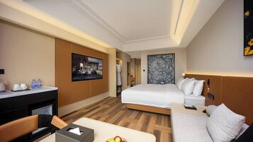 Premium bedding, memory-foam beds, minibar, desk