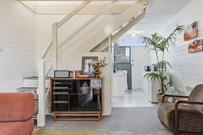Living area - Warm Mid century modern 2BR, 8 mins from CBD (New Town)
