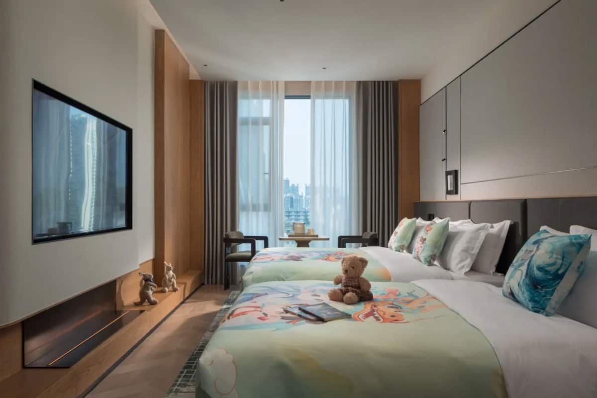 Family Twin Room, Multiple Beds, Non Smoking, City View | Down comforters, desk, laptop workspace, blackout drapes
