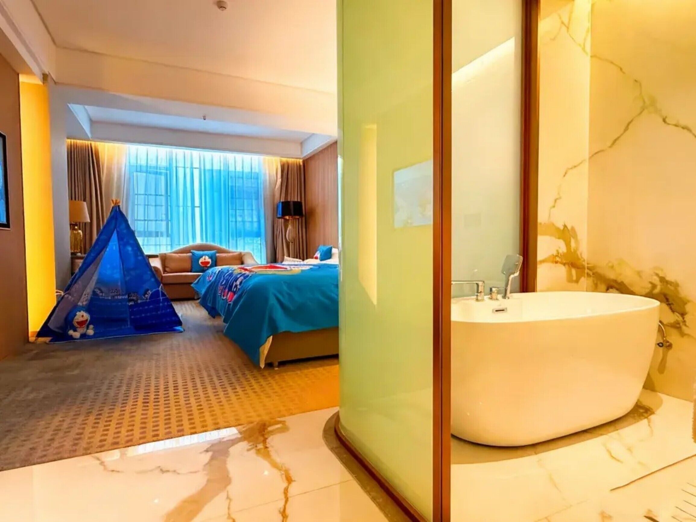 Family Twin Room, City View | Minibar, in-room safe, desk, laptop workspace