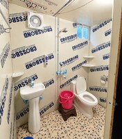 Shower, towels, soap, shampoo
