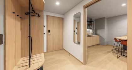 New 2-room apartment, self-check-in, underground parking, discount on wellness & fitness center
