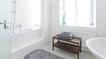 Dusche, Haartrockner, Handtücher