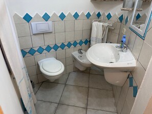 Dusche, Haartrockner, Handtücher