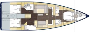 A boat interior with a kitchen, dining area, and multiple cabins. - Sun-Kissed Sailing Adventure in the Sporades Islands from Volos, Thessaly (Volos)